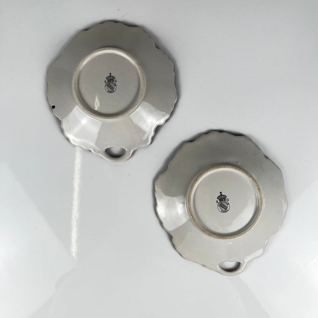 1980s Leaf-Shaped Streetlight Bowls with Tulip and Rose Pattern from KG Lunéville, 1980s, Set of 2 For Sale - Image 5 of 6