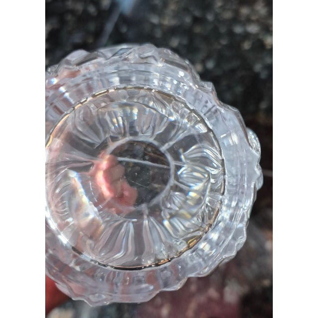 Postmodern Vintage Handcrafted Block 24% Lead Crystal "Tulip Garden" Satin Accent Vase For Sale - Image 3 of 5