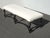 Black Modern White Bed Side Bench With Curved Black Base & Designer Fabric For Sale - Image 8 of 11