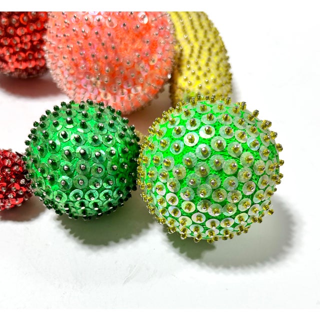 Vintage Sequined Fruit Decorative Centerpiece – Beaded Apples, Pears, Banana & Cherries For Sale - Image 10 of 11