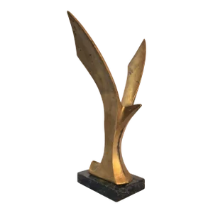 Vintage Brass Brutalist Abstract Mid Century Bird Sculpture