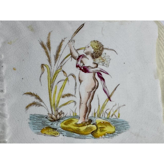 Traditional Cupid Plate, Antique Transferware Handkerchief Plate For Sale - Image 3 of 9