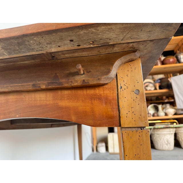 Antique 19th Century French Rustic Farmhouse Table in Solid Fruitwood For Sale In Miami - Image 6 of 12