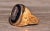 The El Cajon: Circa 1946 Onyx Ring in Yellow Gold with Native American Center Piece For Sale - Image 4 of 10