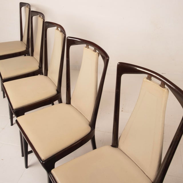 Mid-Century Modern Italian Mahogany Stained Dining Chairs by Osvaldo Borsani for Abv, 1950, Set of 6 For Sale - Image 14 of 18