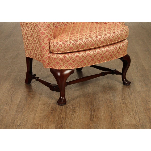 Hickory Chair Queen Anne Style Mahogany Wingback Armchair For Sale - Image 9 of 18