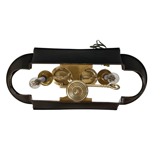 Vintage French Bouillotte Lamp Frederick Cooper Brass Tole Metal Black For Sale In San Francisco - Image 6 of 9