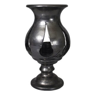 Black Glazed Candleholder by Jean Marais, 1970s For Sale