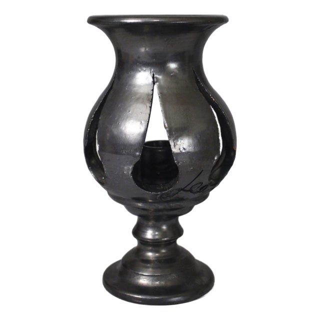 Black Glazed Candleholder by Jean Marais, 1970s For Sale