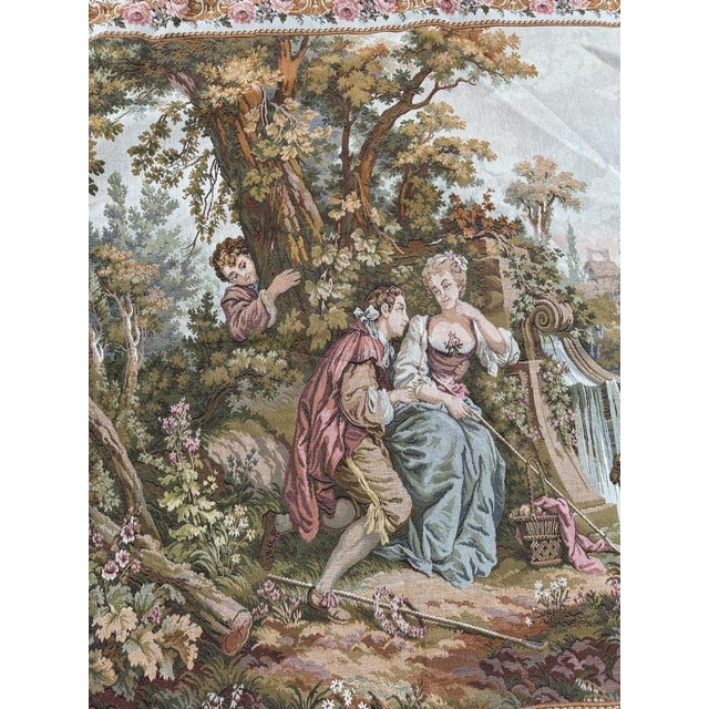 Vintage French Aubusson Style Jacquard Tapestry, 1950s For Sale - Image 9 of 18