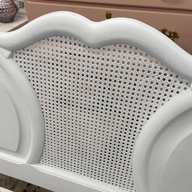 French Country Vintage King Size Cane Insert Headboard For Sale - Image 3 of 9