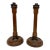 Pair of Vintage Two-Tone Wooden Candlesticks With Brass Bobeche From England. For Sale
