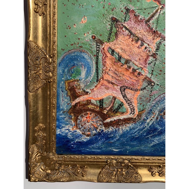 Textured Acrylic Painting on Canvas by Serg Graff, "Scarlet Sails", Seascape Coa For Sale - Image 9 of 10