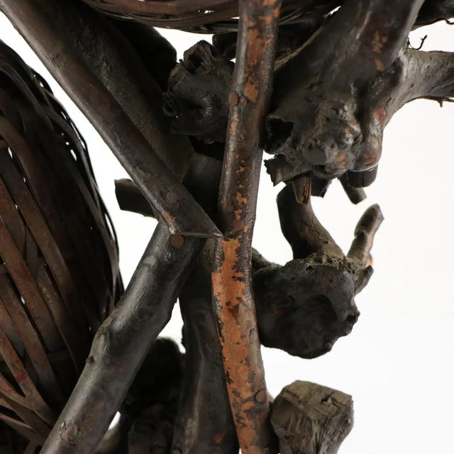 Meiji Japanese Bamboo Basket Hyotan Double Gourd Ikebana Flower Vase Antique Vintage Not Signed For Sale - Image 12 of 18