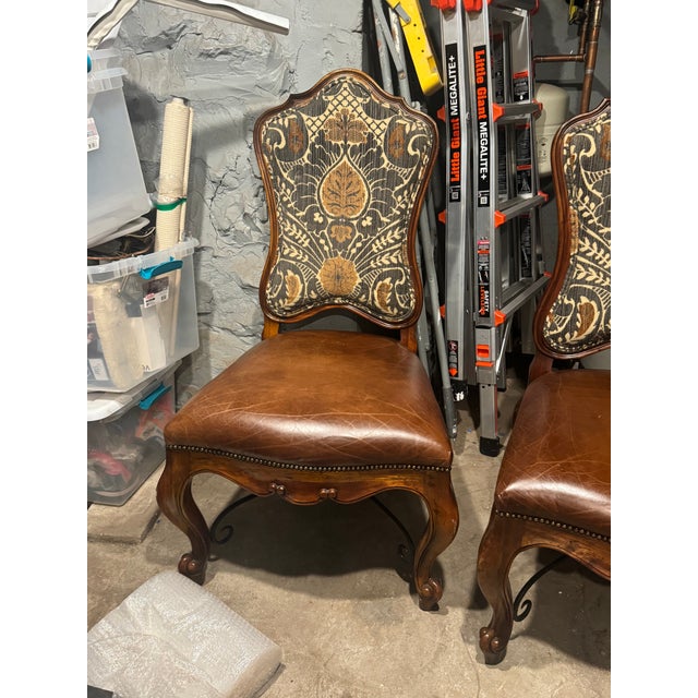 Set of 12 John-Richard Upholstered Dining Chairs With Leather Seats For Sale - Image 12 of 15