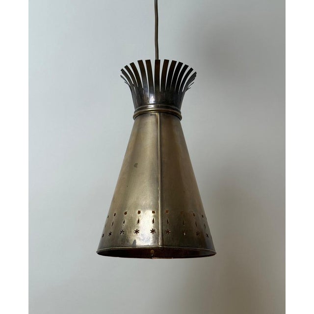 Gold Scandinavian Brass Diablo Pendant Light, 1950s For Sale - Image 8 of 16