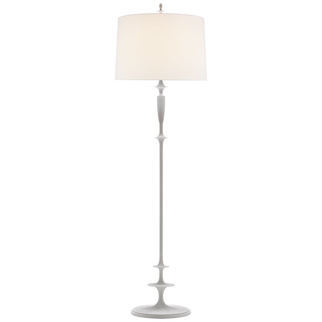Modern Barbara Barry by Visual Comfort Signature Lotus Floor Lamp in Plaster White with Linen Shade For Sale - Image 3 of 3