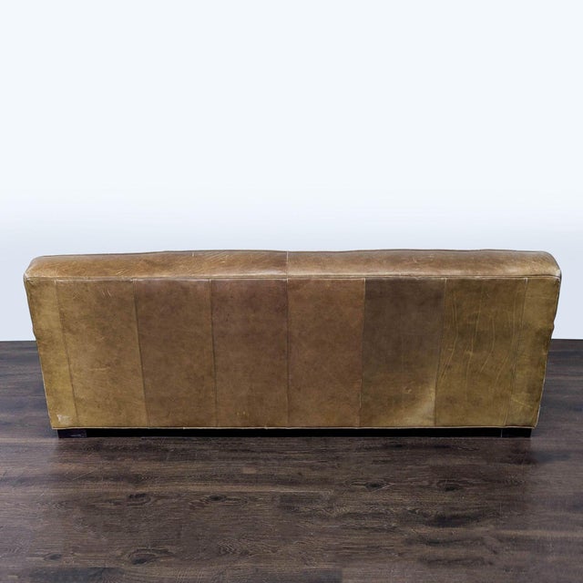Mitchell Gold 3-Seat Brown Leather Sofa For Sale - Image 9 of 14