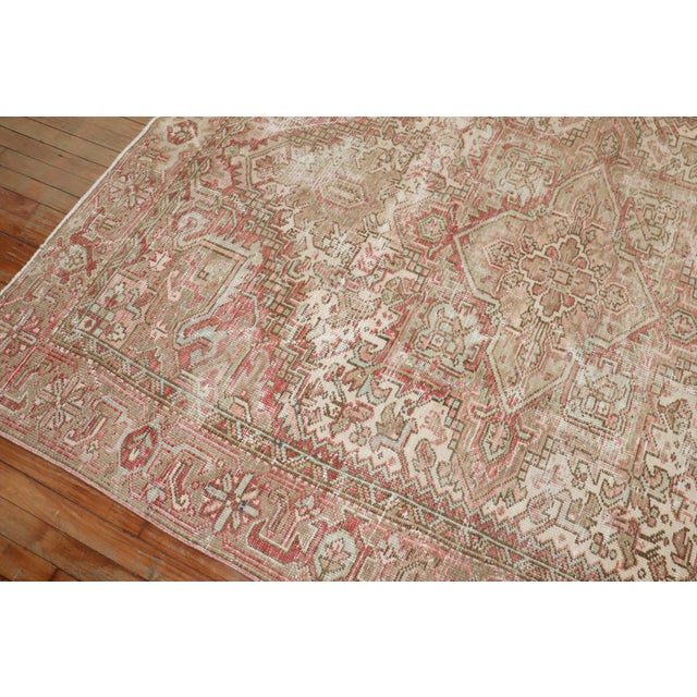 Persian Feminine Worn Antique Heriz - 6'1" x 8' For Sale - Image 3 of 9
