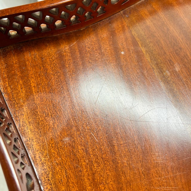 Late 20th Century Chippendale Style Tea Table W/ Serpentine Fretwork Gallery For Sale - Image 5 of 12