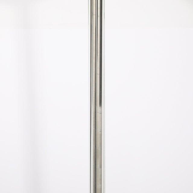 Chrome Pair of Art Deco Machine Age Chrome and Glass Rod Torchieres For Sale - Image 8 of 17