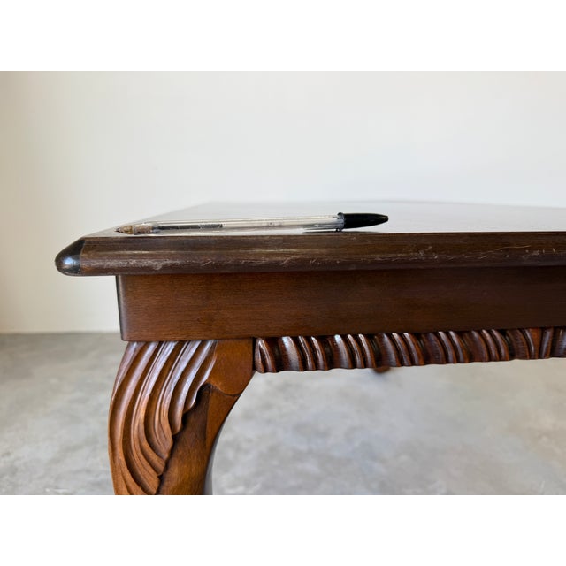 Vintage Georgian Style Carved Mahogany Wood Coffee Table With Claw Feet For Sale - Image 18 of 18