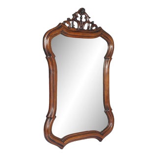 Venetian Art Nouveau Hand Carved & Shaped Walnut Wall Mirror, 1910s For Sale