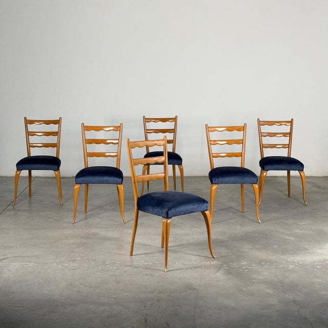 Chairs in Semi-Velvet Fabric by Paolo Buffa, 1950s, Set of 6 For Sale - Image 3 of 18