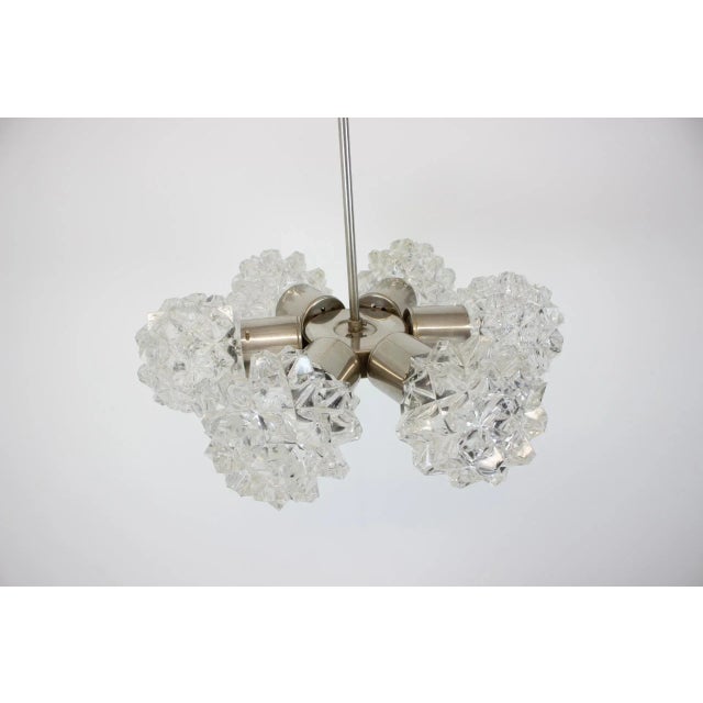 Mid-Century Chrome Steel & Glass Chandelier, 1970s For Sale - Image 4 of 11