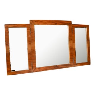 Triptych Flap Mirror in Walnut, 1930s For Sale
