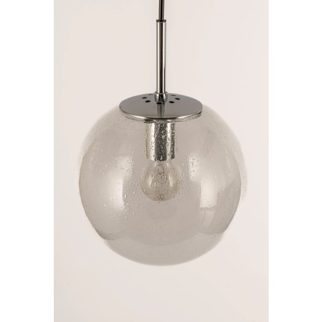 Petite Limburg Chrome with Clear Glass Ball Pendant, Germany, 1970s For Sale - Image 3 of 12