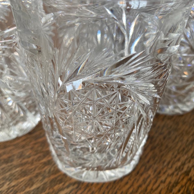 Antique Hand Cut Crystal Double Old Fashioned Glasses - Set of 4 For Sale In Sacramento - Image 6 of 9
