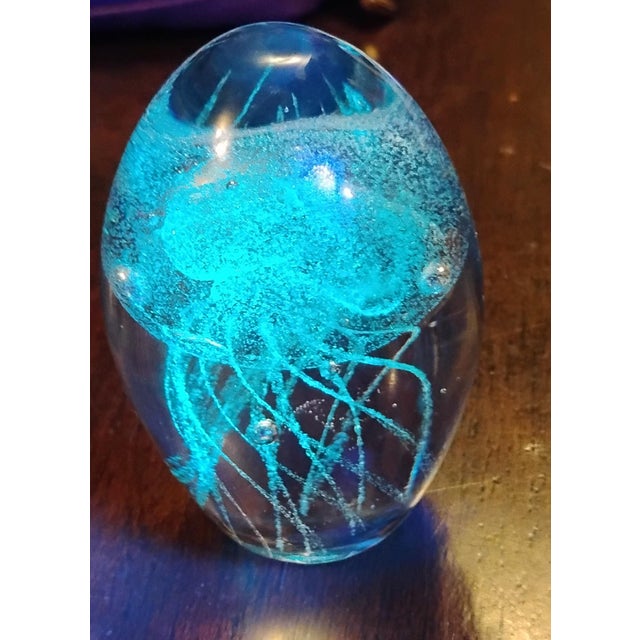 Art Deco Murano Hand Blown Jelly Fish Vintage Paperweight For Sale - Image 3 of 8