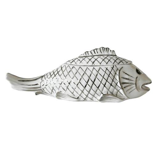 Silver Antique Coiffe Fish Box in White Porcelain with Silver French Terrine from Limoges, 1890s For Sale - Image 8 of 8
