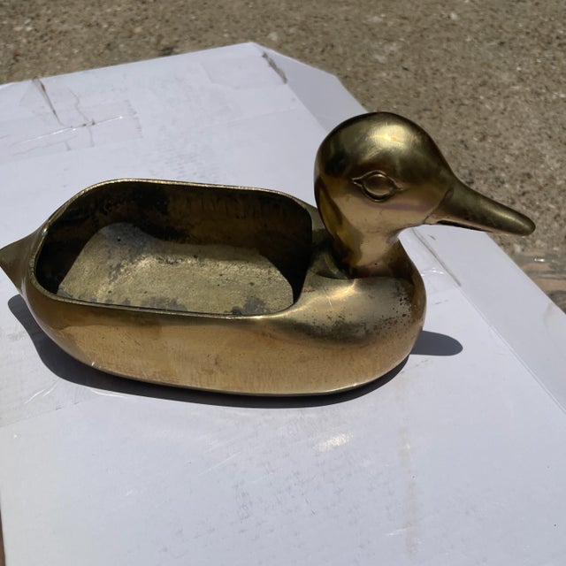1980s Vintage Mid-Century Modern Brass Duck Planter Decor For Sale - Image 5 of 7