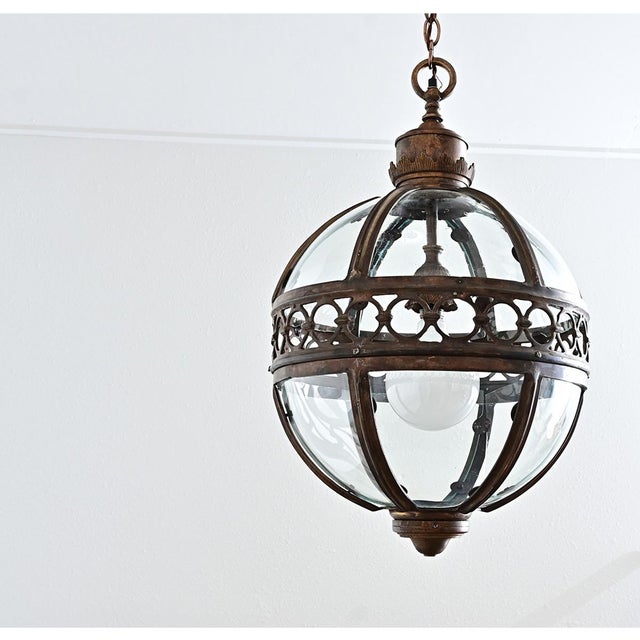 English Pair of 20th Century Glass Globe Lanterns For Sale In Baton Rouge - Image 6 of 12