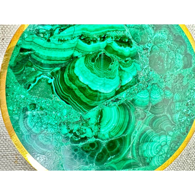 2020s Malachite and Brass Coasters-Set of Four For Sale - Image 5 of 7