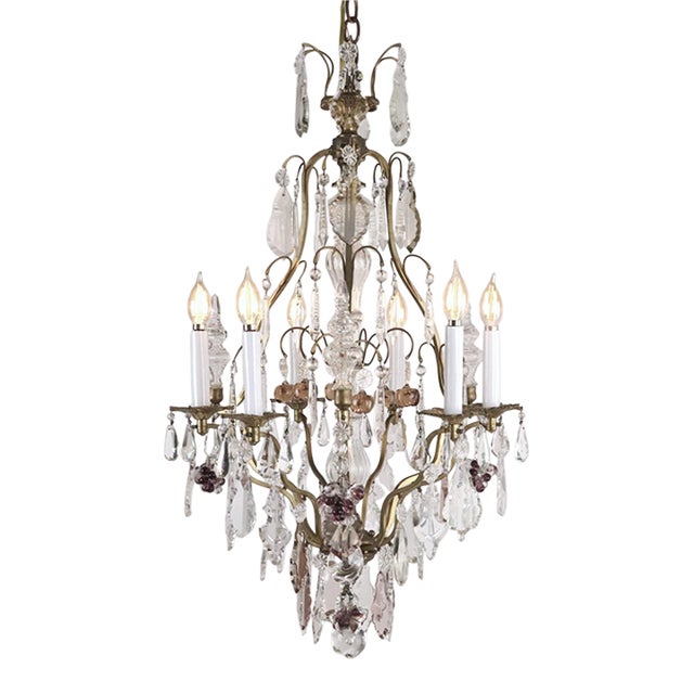 Restored Rococo Revival Fruit Crystal Chandelier For Sale