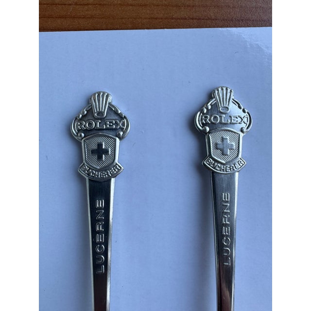 Mid-Century Modern Vintage Rolex Watch Bucherer of Switzerland Inch Souvenir Spoons For Sale - Image 3 of 7
