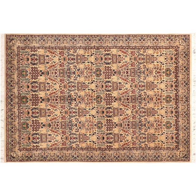 Ivory Shabby Chic 1990's Pak-Persian Beige/Grey Wool Rug - 6'1'' X 9'1'' For Sale - Image 8 of 9