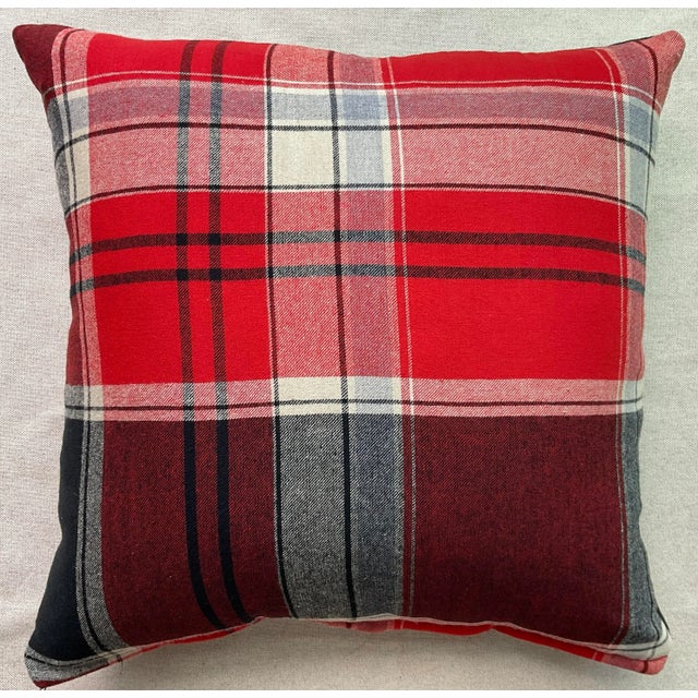 Antique Plaid Carriage Blanket Pillow Cover - Reversible - 22" Square For Sale - Image 9 of 9