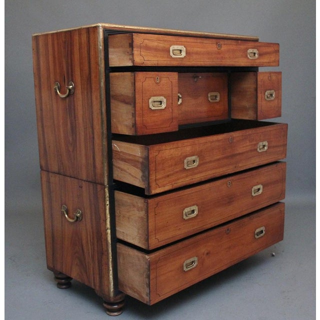 Early 19th Century camphor wood secretaire military chest made for the Chinese export market, having a combination of...