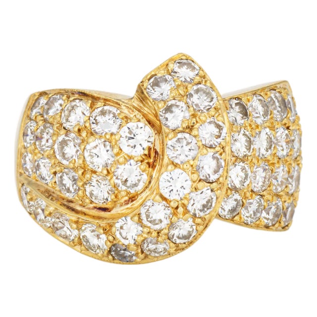 3.50ct Diamond Band 80s Vintage Ring Sz 7.75 18k Yellow Gold Fine Jewelry For Sale