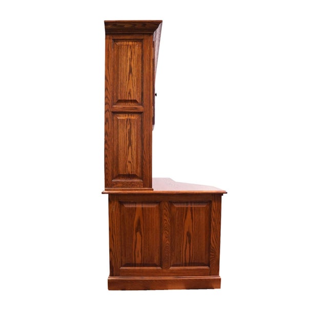 Winners Only Solid Oak Rustic Early American Country Style 74" Computer Desk W. Cabinet Storage Top For Sale - Image 18 of 18