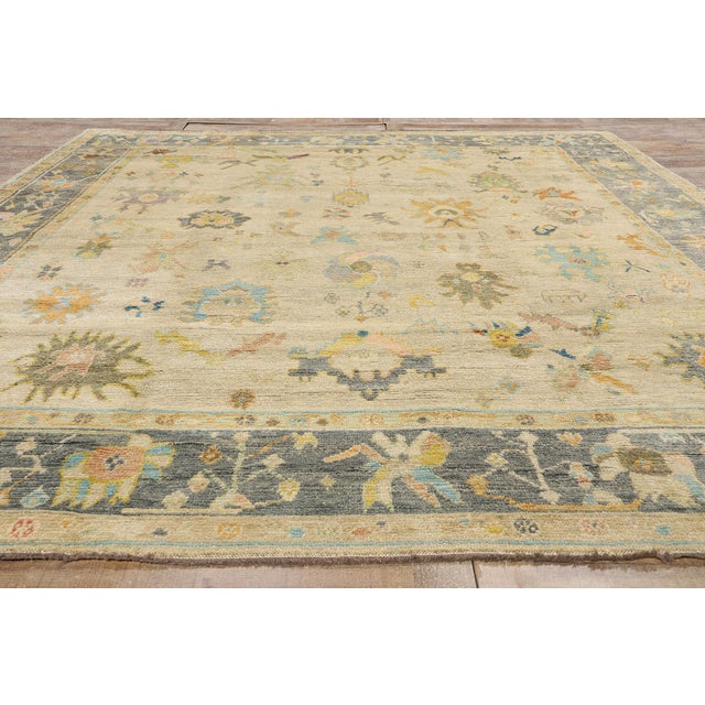 Beige Vintage Modern Turkish Oushak Rug - 10'03 X 13'09 For Sale - Image 8 of 9