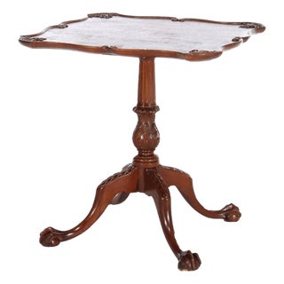 Antique Imperial Chippendale Carved Mahogany Side Table With Claw & Ball Feet For Sale
