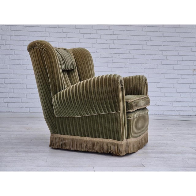 Danish Relax Armchair in Velour, 1950s For Sale - Image 4 of 17
