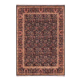 Floral Gulshan Pak-Persian Black/Black Wool Rug - 9'2'' X 12'1'' For Sale
