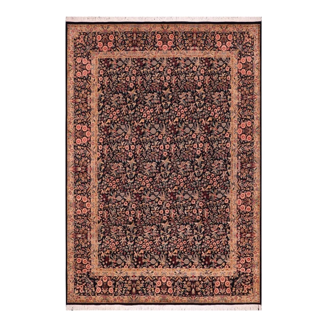 Floral Gulshan Pak-Persian Black/Black Wool Rug - 9'2'' X 12'1'' For Sale