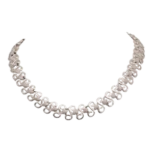 Vintage 1960s Signed Monet Rhodium Plated Collar Necklace
